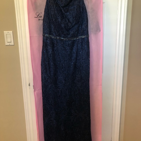 Beaded Navy Blue long Gown - Picture 1 of 6